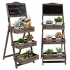Rustic 3 Tier Wooden Chalkboard Produce/ Retail Display Stand Plant Flower Shelf