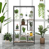 6-Tier Tall Plant Stand Display Rack Metal Plant Shelf w/10 Hanging Hooks Brown