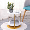Marble Effect 2-Tier End Table Sofa Side Tables for Living Room Bedside Table