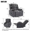 Electric Recliner Chair Cinema Sofa Armchair with Massage & Heat Function Grey