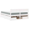 Solid Pine Wood Bed with Drawers and White , 160 x 200 , Bedroom Y9L8
