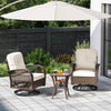 3 Pcs Patio Rattan Bistro Set 360° Swivel Outdoor Rocking Chairs-White