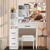 LED Vanity Table Set Sliding Lighted Mirror Dressing Table 6 Drawer Dresser Desk