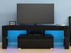 Modern TV Unit Stand 1 Drawer Cabinet Black High Gloss Door with RGB LED Lights