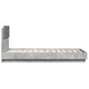 Bed Frame with Headboard and LED Lights Concrete Grey 90x190 cm Single vidaXL