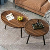 Solid Wood Nesting Coffee Table Set of 2 Oval Round Sofa Tea Tables Living Room