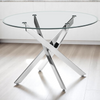 100cm Round Glass 4 Seater Dining Table and Chairs for Kitchen & Dining Room