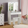 White Dressing Table with LED Lights Mirror 2 Drawers Stool Vanity Make up Desk