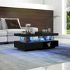 High Gloss Coffee Table for Living Room Rectangular Tea Table With Drawers Black