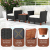 3 Pcs Garden PE Rattan Wicker Chair Conversation Set Patio Storage Table Chairs