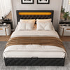LED Bed Frame Faux Leather Gas Lift Up Ottoman Storage Bed 4ft6 Double Bed Black