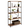 5-Tier Bookshelf Industrial Wood Bookcase Freestanding Display Rack Organizer