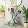 120cm Glass Console Table with Clear Tempered Glass and Chrome Cross Legs UK
