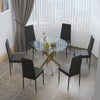Hotel 90cm Pedestal Dining Table Family Feasts 2/4/6 PU Leather Kitchen Chairs