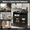 Kitchen Storage Cabinet Wooden Buffet Sideboard Cupboard 2 Sliding Glass Doors