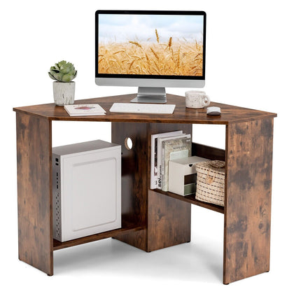 90° Corner Desk Computer Table Home Office Writing Desk Workstation w/ Shelves