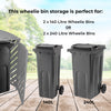 Wheelie Bin Store Double Wooden Shed Dustbin Storage Garden Outdoor Grey Cover