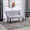 Velvet-Feel French Two-Seat Lounger Couch with Wood Frame, Grey