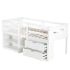 Kids Children's Bed Cabin Bed Mid Sleeper with Drawers Storage Bed Frame White