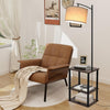 Floor Lamp with Shelves 3 Layers Wooden Storage Shelf Standing Lamp with Linen