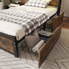 3FT SINGLE METAL BED FRAME W/ LED, CHARGING STATION, STORAGE HEADBOARD & DRAWERS