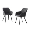 Set Of 2 Grey Dining Chairs Faux Leather Office Chairs Padded Seat Kitchen
