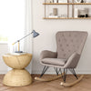 High Back Rocking Armchair Sofa Velvet Linen Solid Wood Swing Lounge Chair Seat