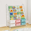 Mobile Children Kids Book Rack Shelf Sling Storage Baskets Organizer Bookcase UK