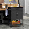 Kitchen Rolling Utility Cart Island Cart 2-Door Storage Cabinet-Black