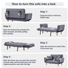 Recliner Sleeper Small Sofa Bed Compact Loveseat Couch with Wood Legs Light Grey