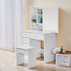 White Vanity Table Dressing Table Makeup Desk with Slide Mirror 5 Drawers Stool