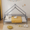 Kids Wood Bed House Bed Grey Cabin Teepee Tent Bed Frame Slatted Head Footboard
