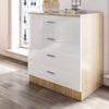 White&Oak High Gloss Chest of 4 Drawers Bedroom Storage Cabinet Home Furniture