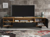 TV Unit 200cm Sideboard Cabinet | Oak & Black Wave Doors | Modern TV Stand