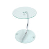 Sofa Bed Side End Table Small Coffee Tea Tables Lamp Stand Chrome Legs Glass Top