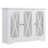 Large 3 Glass Door Storage Cabinet Sideboard Console Table Kitchen Cupboard Unit
