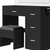 Vanity Dressing Table Stool Set Makeup Desk with 4 Drawers and LED Lights Mirror