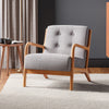 Mid-Century Modern Armchair Velvet Upholstered Solid Wooden Frame Accent Chair