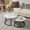 FATIVO Nesting Coffee Table Set of 2 White Marble Round End Table Pedestal Desk