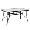 150cm Rectangle Metal Garden Dining Table Glass Top w/Parasol Hole Outdoor Patio