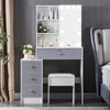 Modern Dressing Table Vanity Set with LED Mirror Cabinet Stool 4 Drawers Gift UK