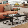 Modern Nested Coffee Table Set of 2 Marble End Table Nesting Sofa Side Tea Table
