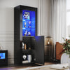 High Gloss Black Display Cabinet Sideboard Cupboard Storage Door with LED Lights