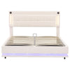 OTTOMAN STORAGE BED 5FT KING SIZE UPHOLSTERED BED FRAME HEADBOARD, LED & USB
