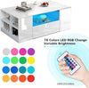 Coffee Table with Storage, White Coffee Table for Living Room with Led RGB Light