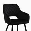2Pcs Dining Chair Velvet Chair Diamond Seat with Metal Leg Dining Room Black
