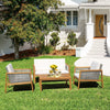 4-Piece Outdoor Conversation Set Patio Garden Wicker Furniture Set w/ Cushion