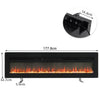 Black 70'' Electric LED Fireplace Glass Crystal Effect Heater Wall/Freestanding