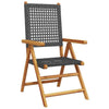 Reclining Garden Chairs 8 pcs Black Poly Rattan and Solid Wood V1P4