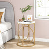 Modern Round End Table, Faux Marble Sofa Side Table Coffee Table Cocktail Table